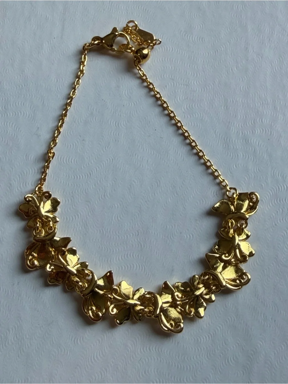 Gold Floral Butterfly Link Bracelet - Women Jewelry